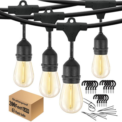 200FT String Lights For Outside LED Patio Lights Outdoor Waterpr...