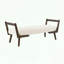 Banc de style Mid-Century avec tissu chenille et pieds en bois de noyer