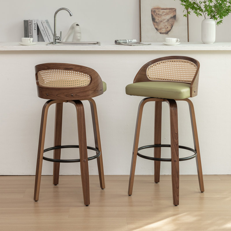 Leeana Swivel Bar Stool, Bar Stool (76.2cm Seat Height), Green