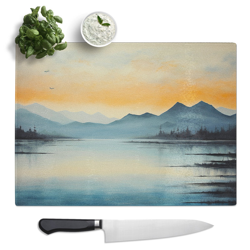 Lake Minimalism  Glass Chopping Board