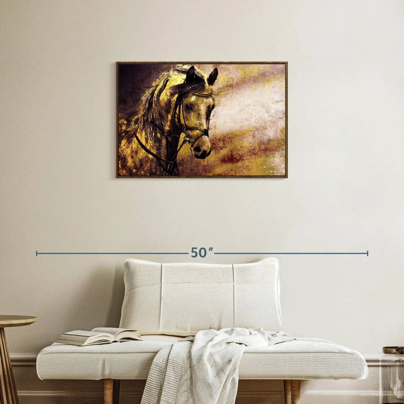 Portrait de cheval arabe, Cadre flottant en noyer, 31 po x 21 po