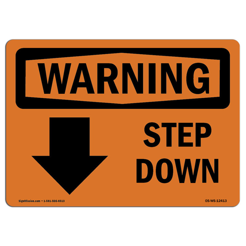 Step Down [Down Arrow] with Symbol, 12" H x 18" W x 0.1" D