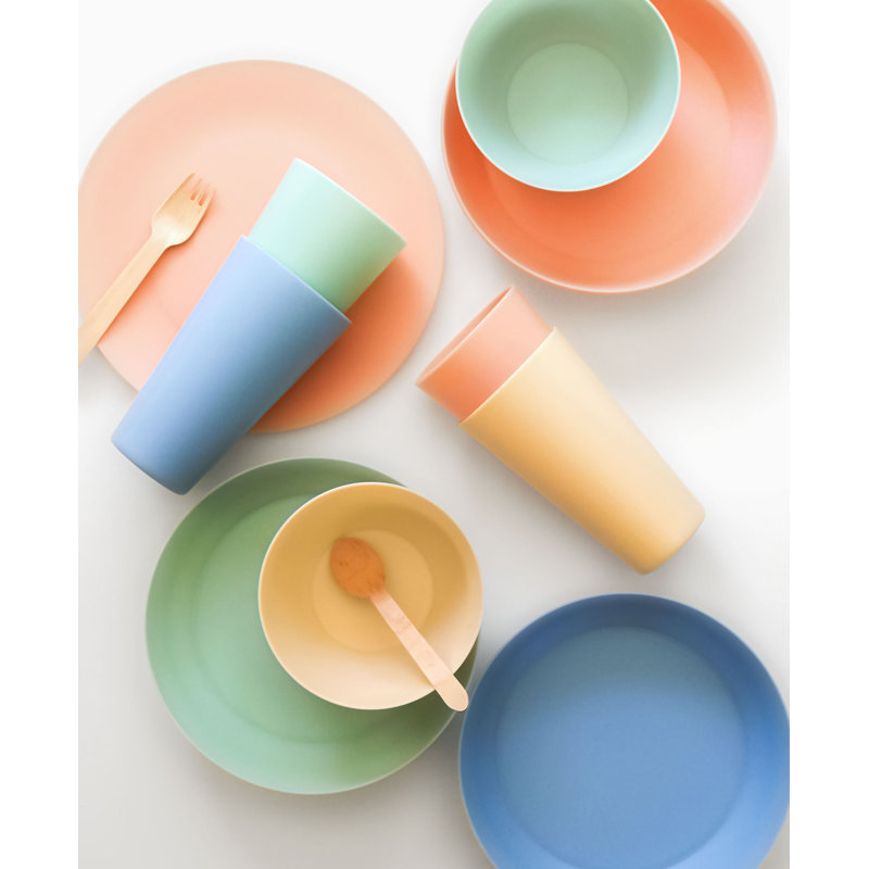 Assorted Pastel Polypropylene Microwave Safe Low Bowls, Set of 4