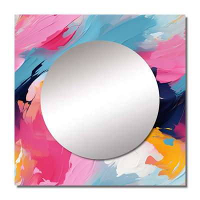 Colorful Paint Swirl Bliss I - Modern Square Mirror Wall Art For Bathroom