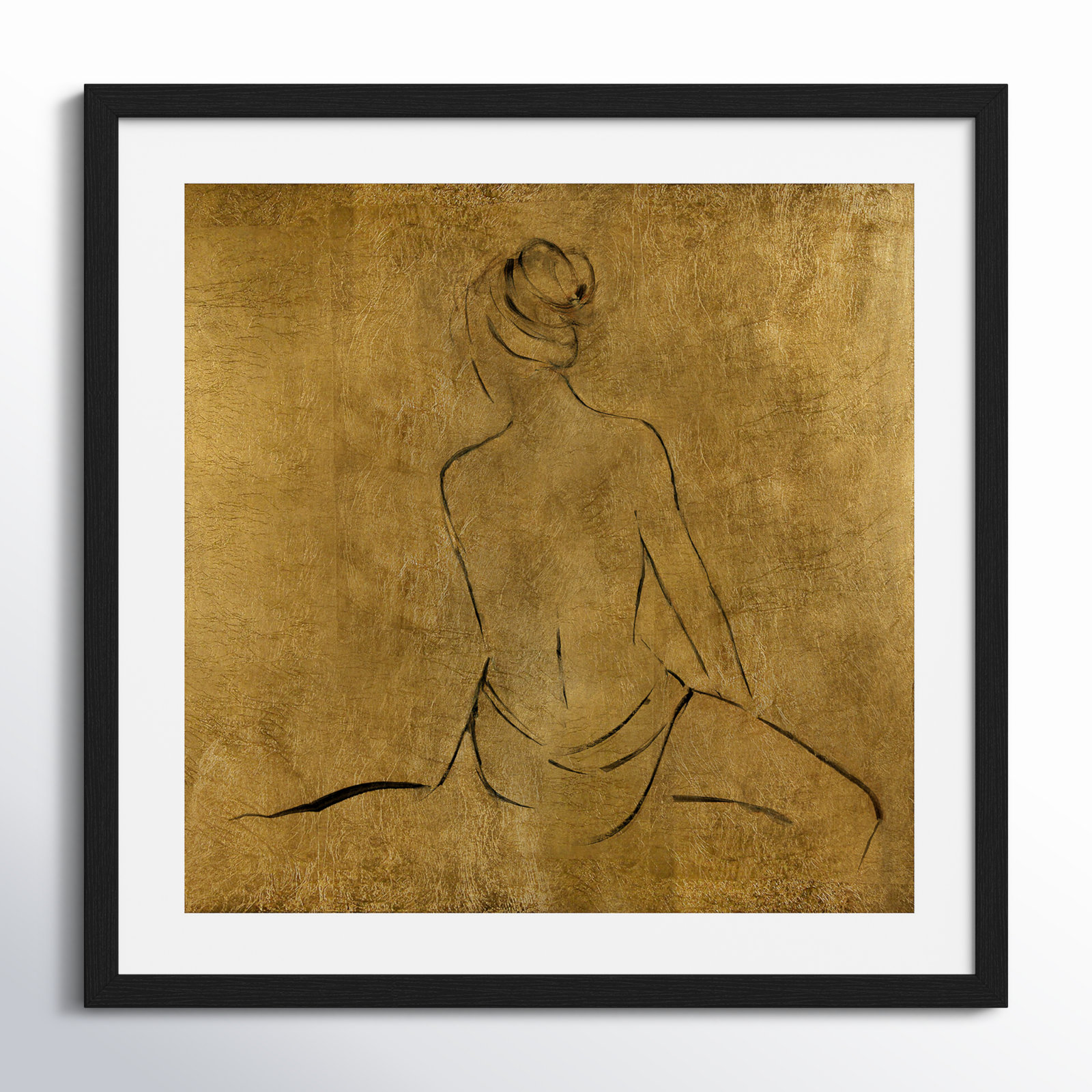 Black Wood Framed Paper, 33.25" H x 33.25" W x 0.75" D