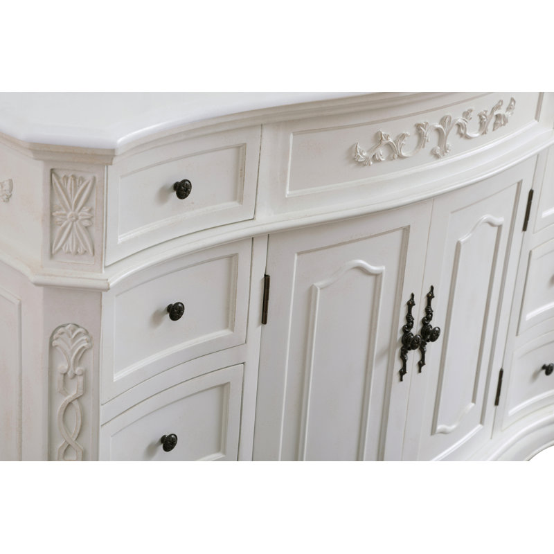 Ensemble de meuble-lavabo simple 48 po Lunette, Blanc antique, Blanc Ivoire