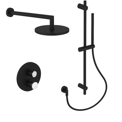 Agrippina Thermostatic Shower System with 2-Way Diverter, 8-Inch Rain Shower Head and Hand Shower with Slide Bar, Valve Included