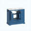 Meuble-lavabo autoportant de 42 po avec lavabo en céramique, 4 tiroirs (2 supérieurs avec séparateurs), portes à fermeture en douceur avec tablettes intérieures, porte-serviettes réversible, bleu marine, panneau de fibres à densité moyenne