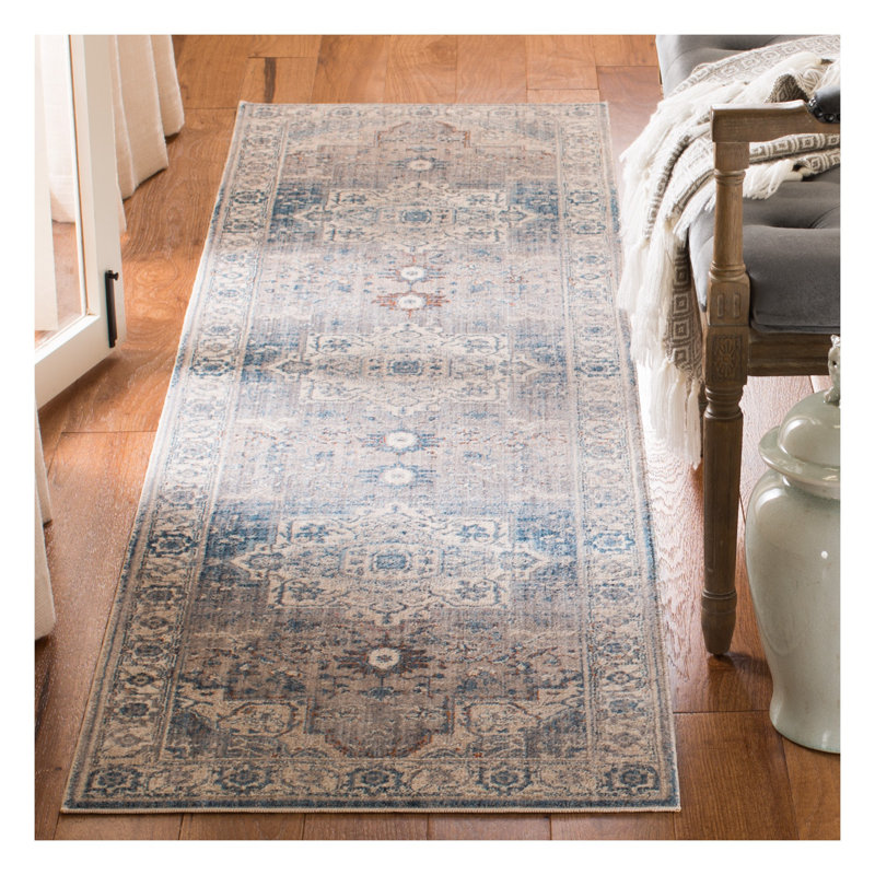 Tapis gris / bleu Volkman, Tapis de couloir 2 pi 2 po x 10 pi