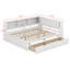 Grand lit de jour en bois en forme de L avec 2 tiroirs et tablettes de rangement, structure de lit d'angle peu encombrante-1510299595