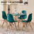 5-Piece Round Dining Table Set for 4, 35.5” Kitchen Table with Chairs, Solid Wood Legs, Plastic Seats, Green-32835130-32835210-19293702