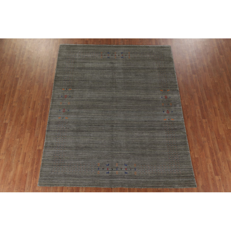 Tapis oriental gris et vert Gabbeh 8 x 10