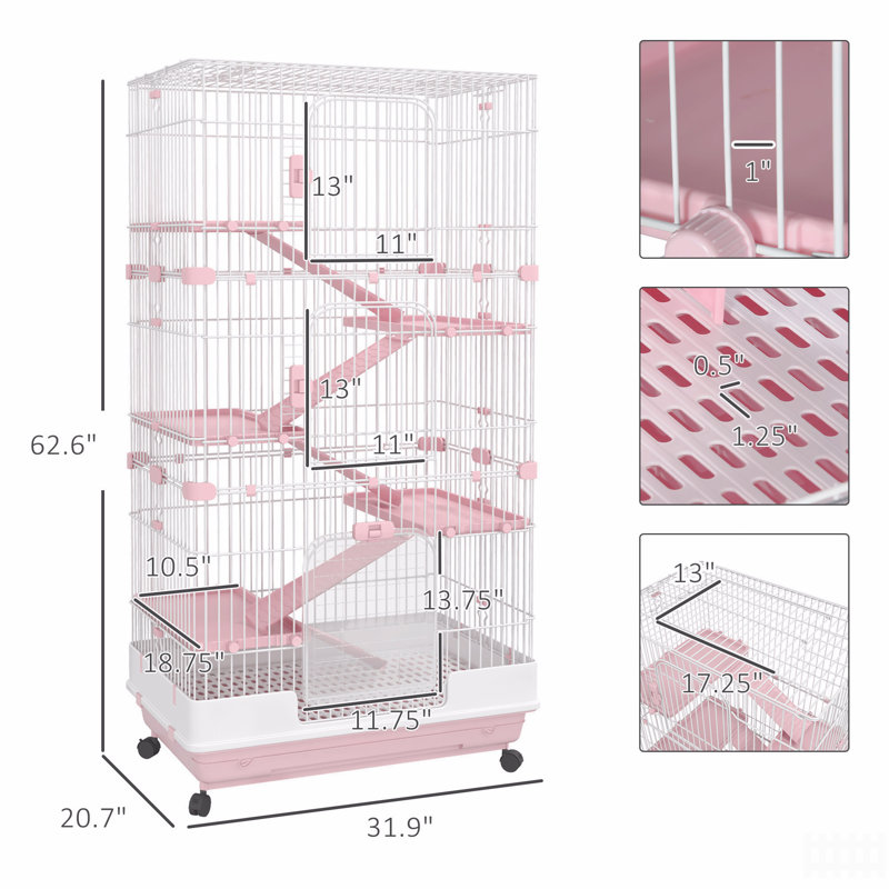 Cage à lapin avec roues verrouillables universelles