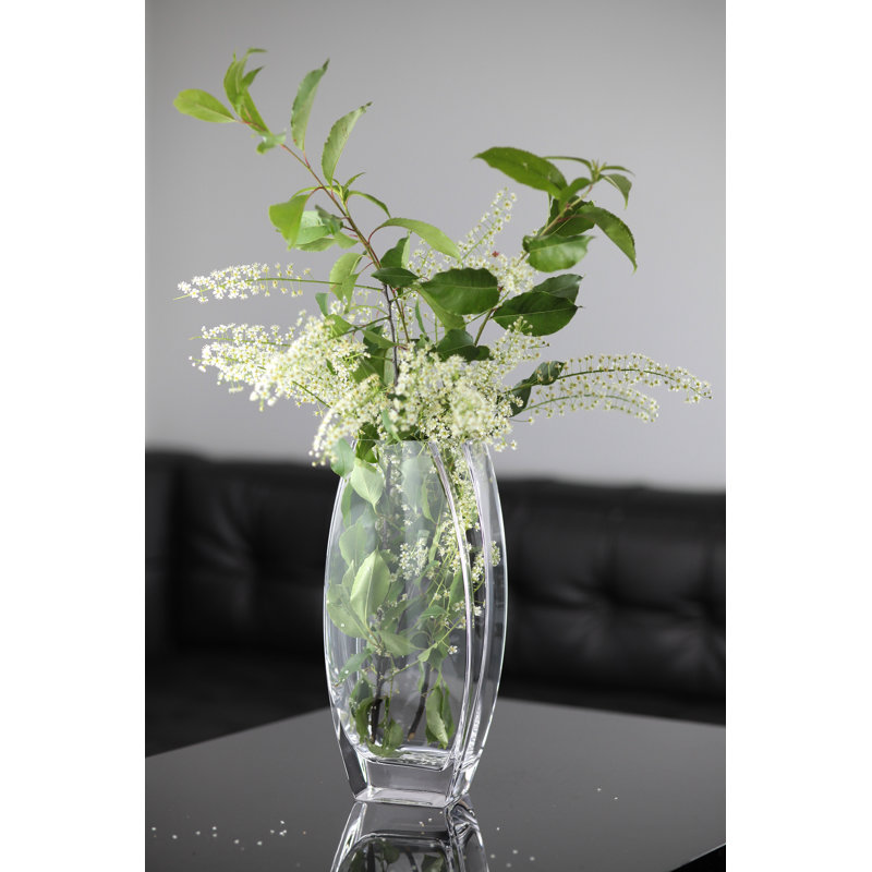 Glass - Vase - Clear  - 12.6" Height - Heavy Durable  - Made in Europe - by Barski, 12.6" H x 4" W x 3.25" D, Clear