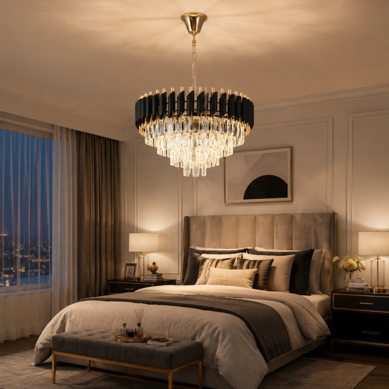 9 - Light Chandelier, Matte Black