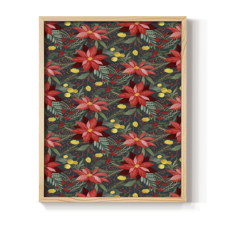 «Bright Christmas Night Collection», reproduction encadrée E - bois massif, H 15 po x l 12 po, Encadré naturel
