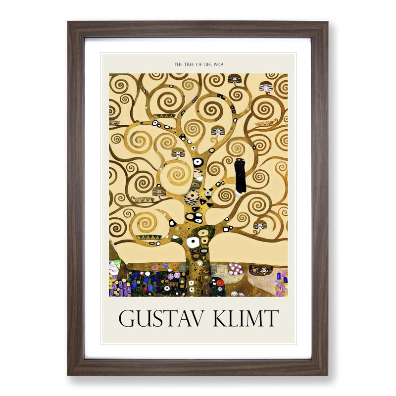 The Tree of Life by Gustav Klimt - Picture Frame Painting, Walnut Framed, 48cm H x 36cm W x 2cm D