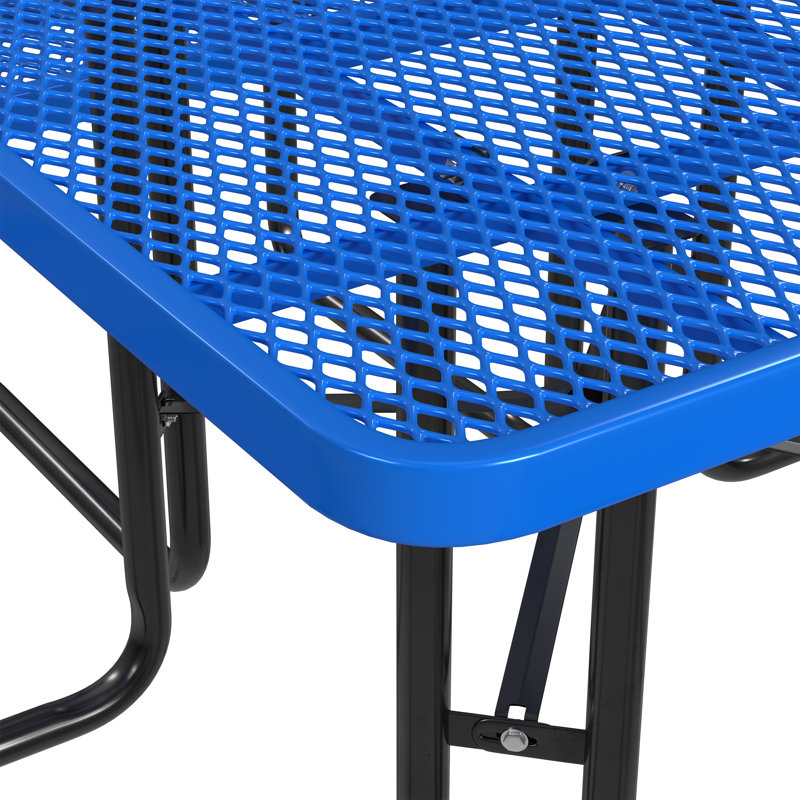 Leisure Craft 46" Square ADA Accessible Outdoor Picnic Table with 3 Bench Seats, Blue