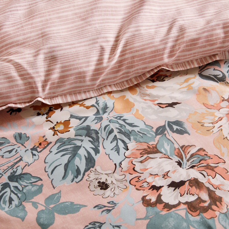 5 pièces de 5 pièces à motif floral inspiré du vin, rose, Édredon simple et 1 taie décorative, Motif floral multicolore rose