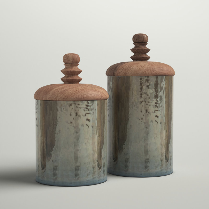 Ensemble de pots de cuisine en verre / bois 2 pièces