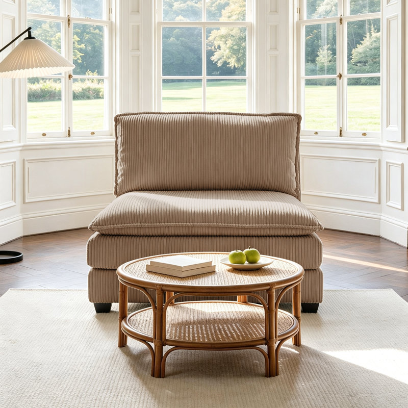 Fauteuil d'appoint sans accoudoirs Lauretta, Camel