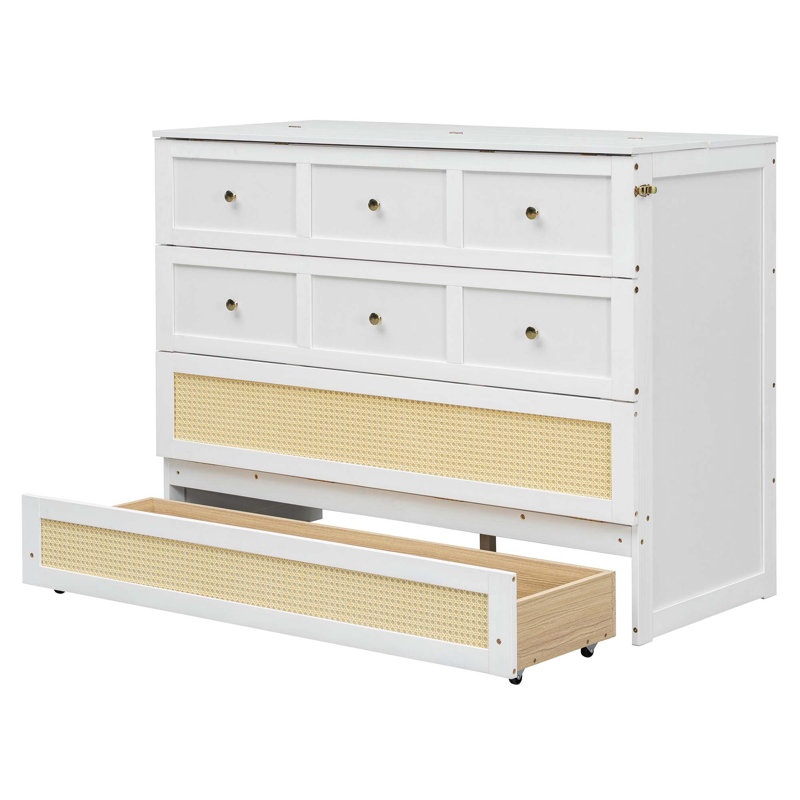 Lit escamotable avec grands tiroirs Murphy, White
