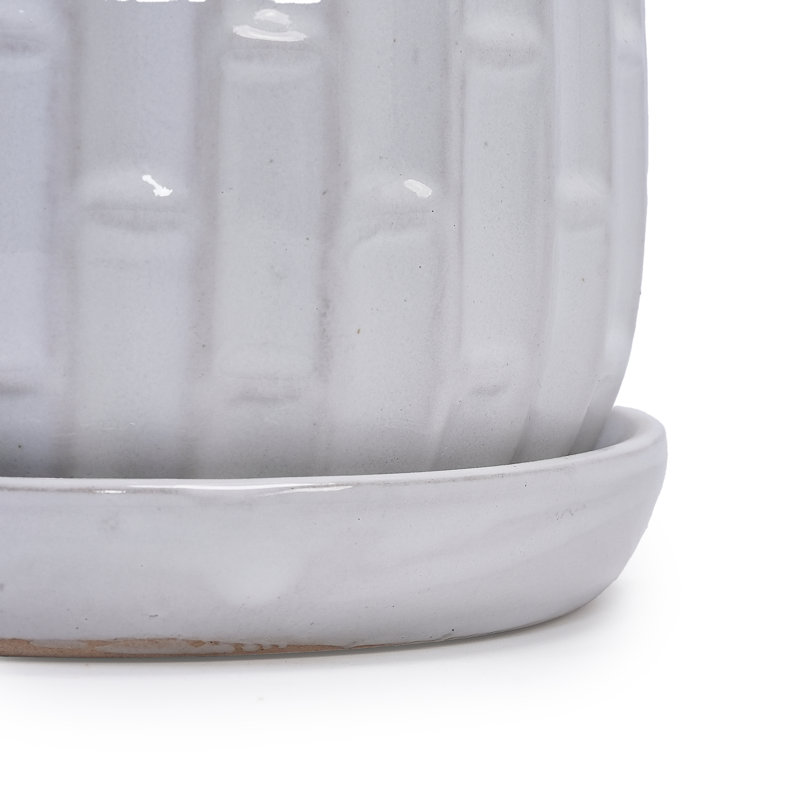Ensemble de pots à fleurs en céramique émaillée blanche faite à la main de 2, 6 po et 8 po de diamètre, Blanc