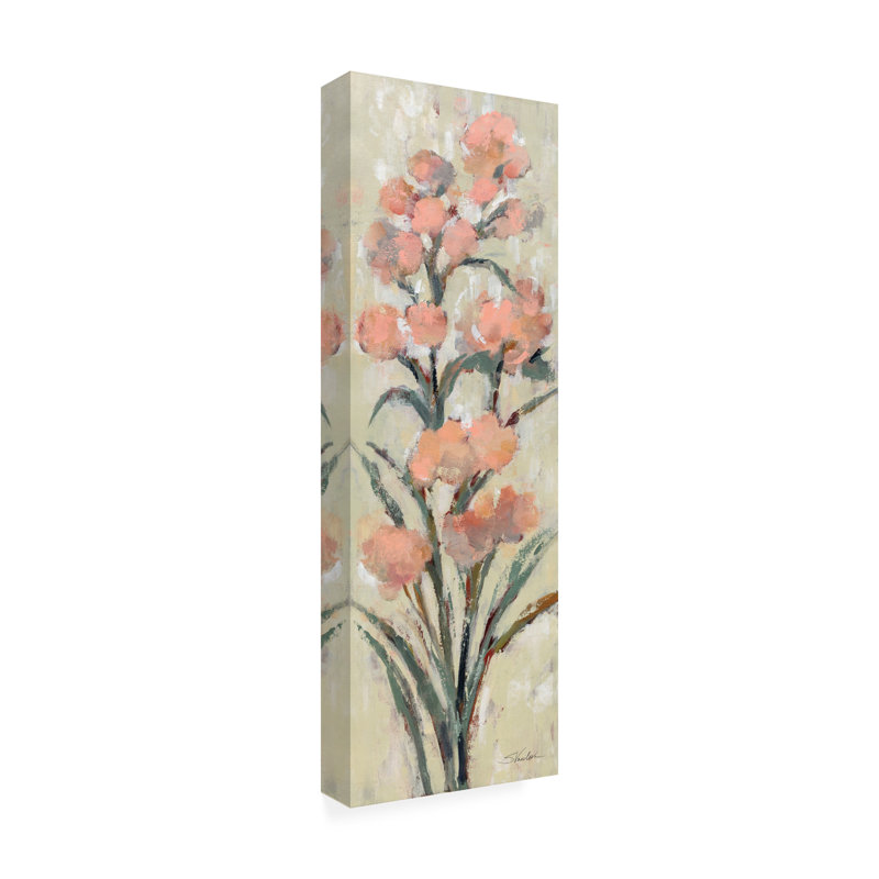 Tall Blush Flowers I - Impression sur toile tendue, H 24 po x l 8 po x P 2 po