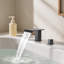 Roman Tub Faucet, 3 Hole Waterfall Bathtub Faucet, Bath Tubs Faucets Set with 2 Handles, Roman Tub Faucets Deck Mount for Pet Washing, Baby Care, Adult Bathing, Matte Black, Stainless Steel