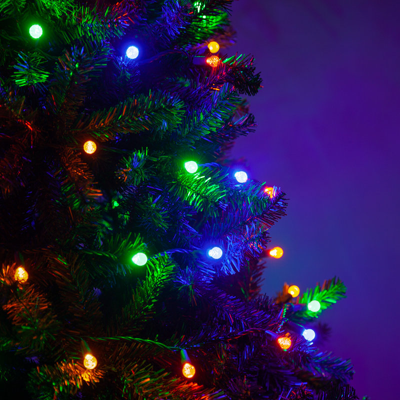 24' Multicolor LED Globe String Lights with Green Cord