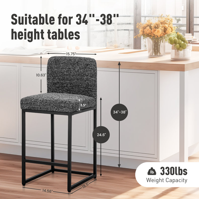 Ensemble de 4 tabourets de bar Chenille, Noir gris