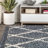 Cantera Shag Plush Tassel Moroccan Geometric Trellis Denim Blue/Cream Rug-1731301307