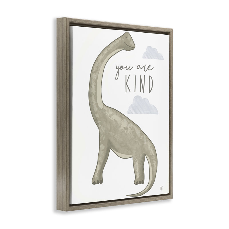 Cadre flottant You Are Kind Dinosaur, design par Elizabeth Tyndall, H 31 po x l 25 po, Cadre flottant orme Montalcino