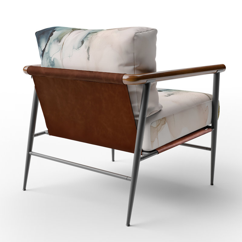 Fauteuil d'appoint rembourré abstrait vert et crème Essence Of Modernity IV, Noir