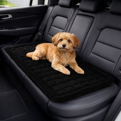 Lit pour chien pour siège d'auto - Housse de siège pour animal de compagnie antidérapante pour la banquette arrière, le plancher ou le canapé - Tapis pour chien lavable à la machine de 24,5 x 52,5 pouces pour voitures, camions et VUS - Accessoires de voyage pour animaux de compagnie par PETMAKER (noir)
