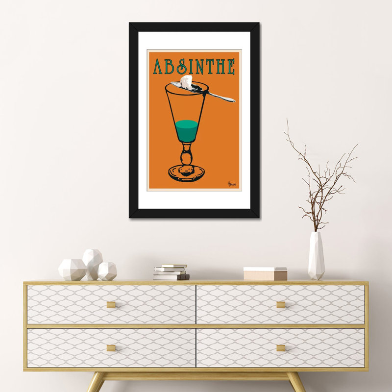 « absinthe », impression sur toile, H 24 po x l 16 po x P 1 po, Papier d'art encadré noir, Blanc
