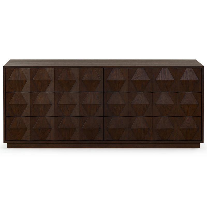 Riabelle Wood 6 Drawer Dresser, Walnut
