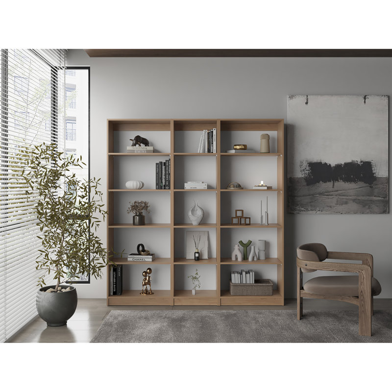Ensemble de bibliothèque modulaire 3 pièces avec tablettes ouvertes pour des solutions de rangement flexibles et organisées