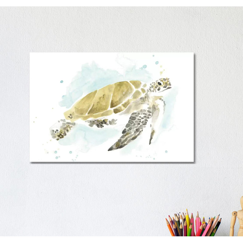 Watercolor Sea Turtle Study I - Wrapped Canvas Print, 20.32 cm H x 30.48 cm W