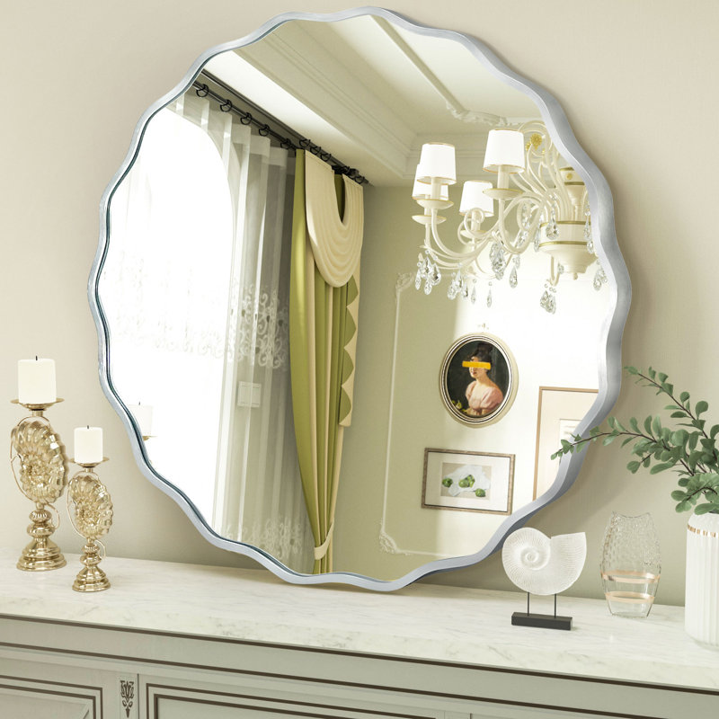 Round Metal Frame Wall Mirror, Sliver, 31.5" x 31.5"