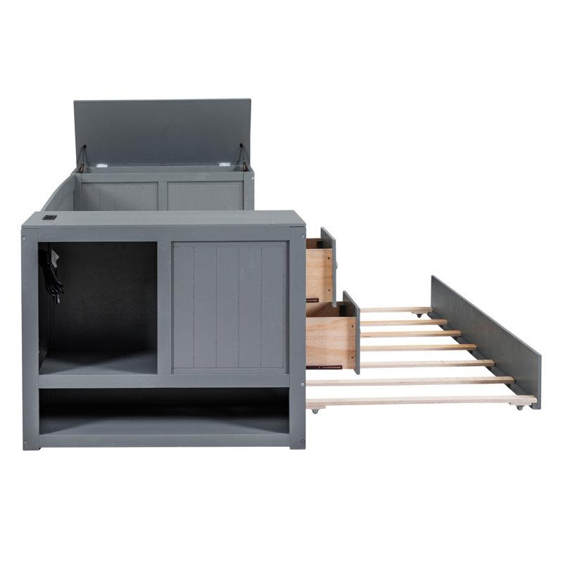 Daybed With Storage Arms, Gray