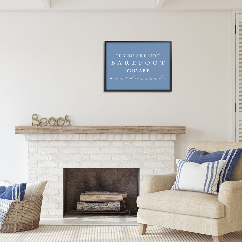«Bb-526», "Barefoot Beach", phrase encadrée sur bois par Lil 'Rue, art textuel, Giclée encadrée noir minuit