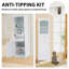 Armoire de rangement élégante pour salle de bain, armoire de rangement haute avec portes en verre, armoire de salle de bain autoportante avec tiroirs et tablettes réglables-480015305