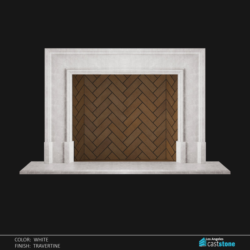 Lotus Fireplace Surround, White Travertine
