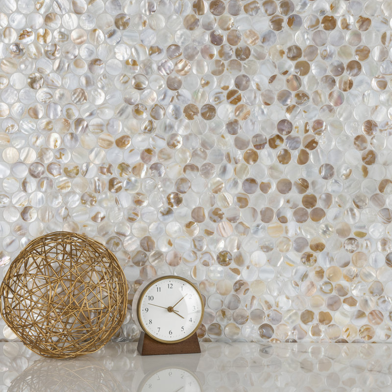 Conchella Penny Natural 11-1/4" x 11-5/8" Natural Shell Mosaic Wall Tile
