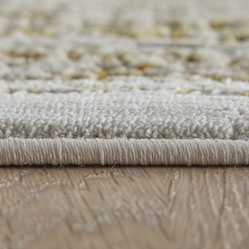 Tapis décoratif en gris tissé à la machine abstrait Milomir, Rectangle 10 pi x 13 pi 2 po