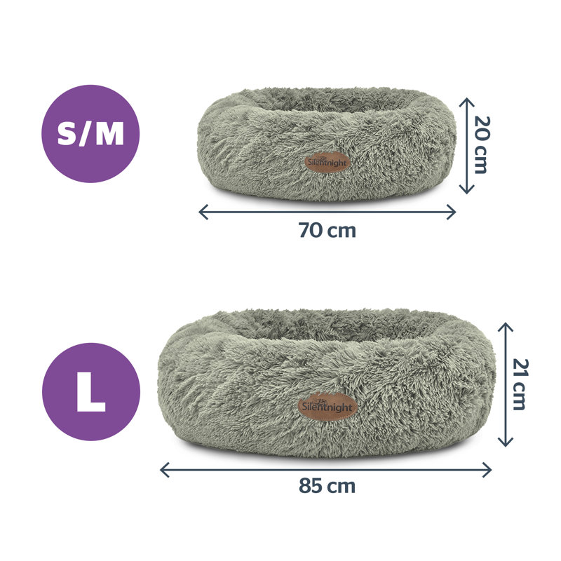 Silentnight Calming Plush Donut Pet Bed, L 21cm H x 85cm W x 85cm D, Sage