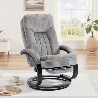 HOMCOM Swivel Recliner Chair with Footrest Velvet Upholstered Manual Grey