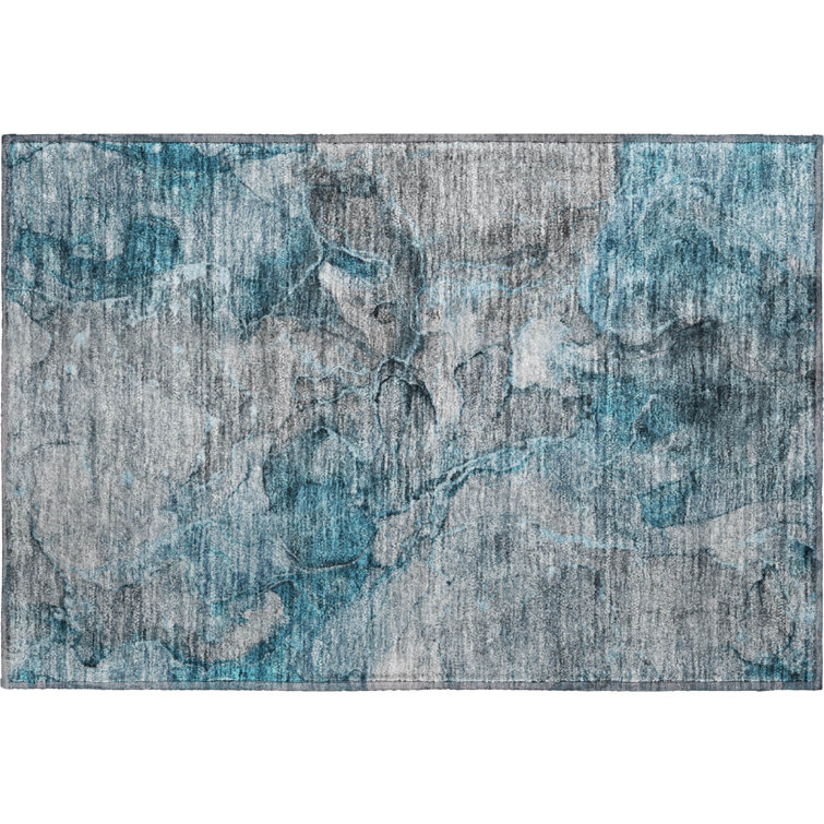 Premium Machine Washable Prisco Teal Rug