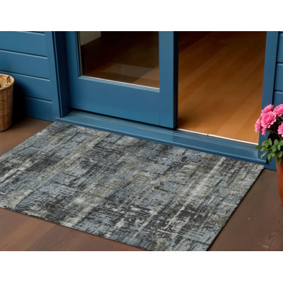 3' X 5' Charcoal And Gray Geometric Washable Indoor Outdoor Area Rug